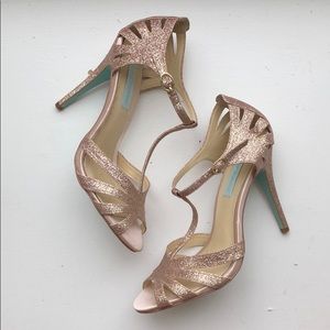 Betsy’s Johnson Rose Gold Glitter Heels